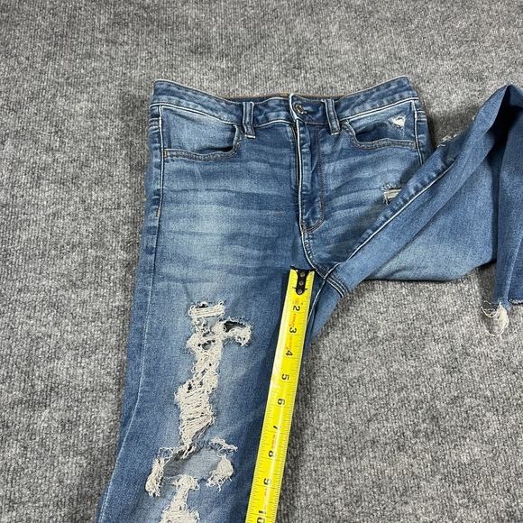 American Eagle Outfitters Super High Rise Jegging Jeans Womens 6 Blue Distressed - Picture 4 of 14